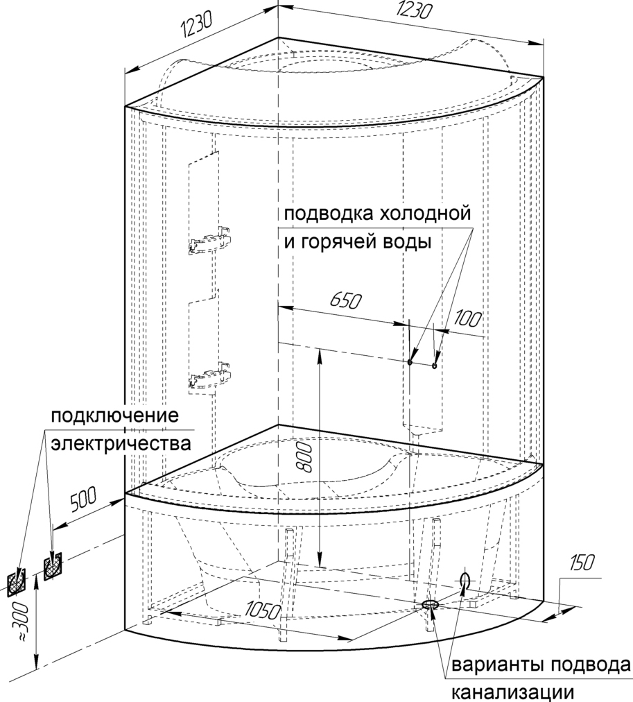 Душевой бокс Radomir Лаура 1 стекло прозрачное