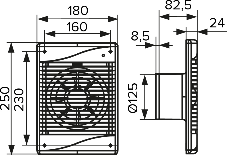 Вытяжной вентилятор Diciti Standard 5C gray metal