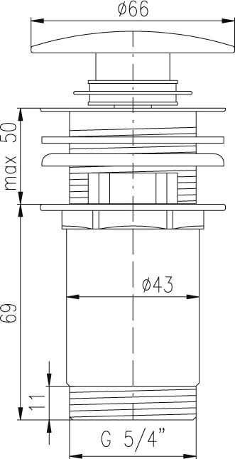 Донный клапан для раковины Rav Slezak MD0484 с регулируемой высотой