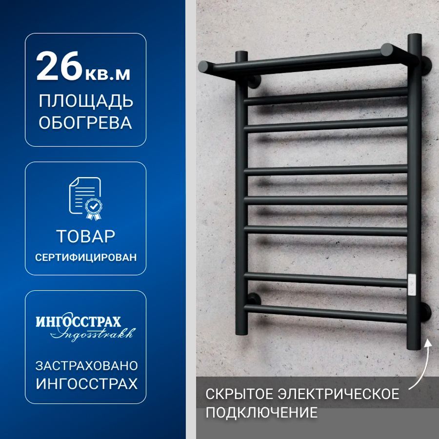 Полотенцесушители электрический с полочкой (лесенка) Маргроид В10 M0023, 50x80 см